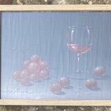 Painting - Still life: Glass of wine and grapes