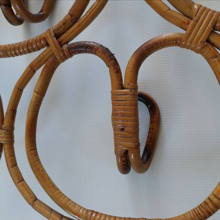 Vintage rattan coat rack by Franco Albini