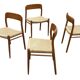 Set of 4 JL Moller model 75 chair by Niels Otto Moller Danish Design