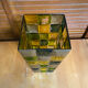 Vase ancien style Murano en verre polychrome motif damier peint à la main