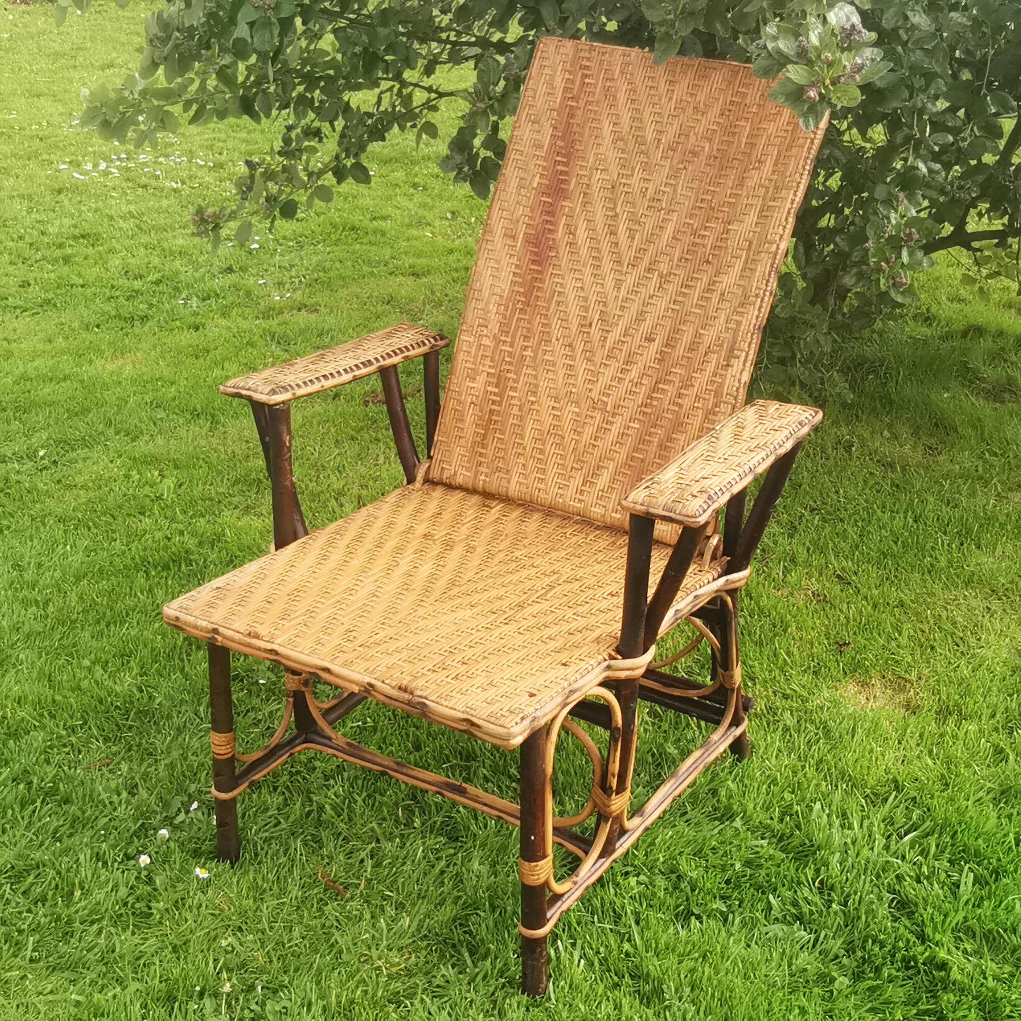 Chaise longue en rotin