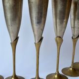 Set de 6 flûtes de champagne en laiton, 1970