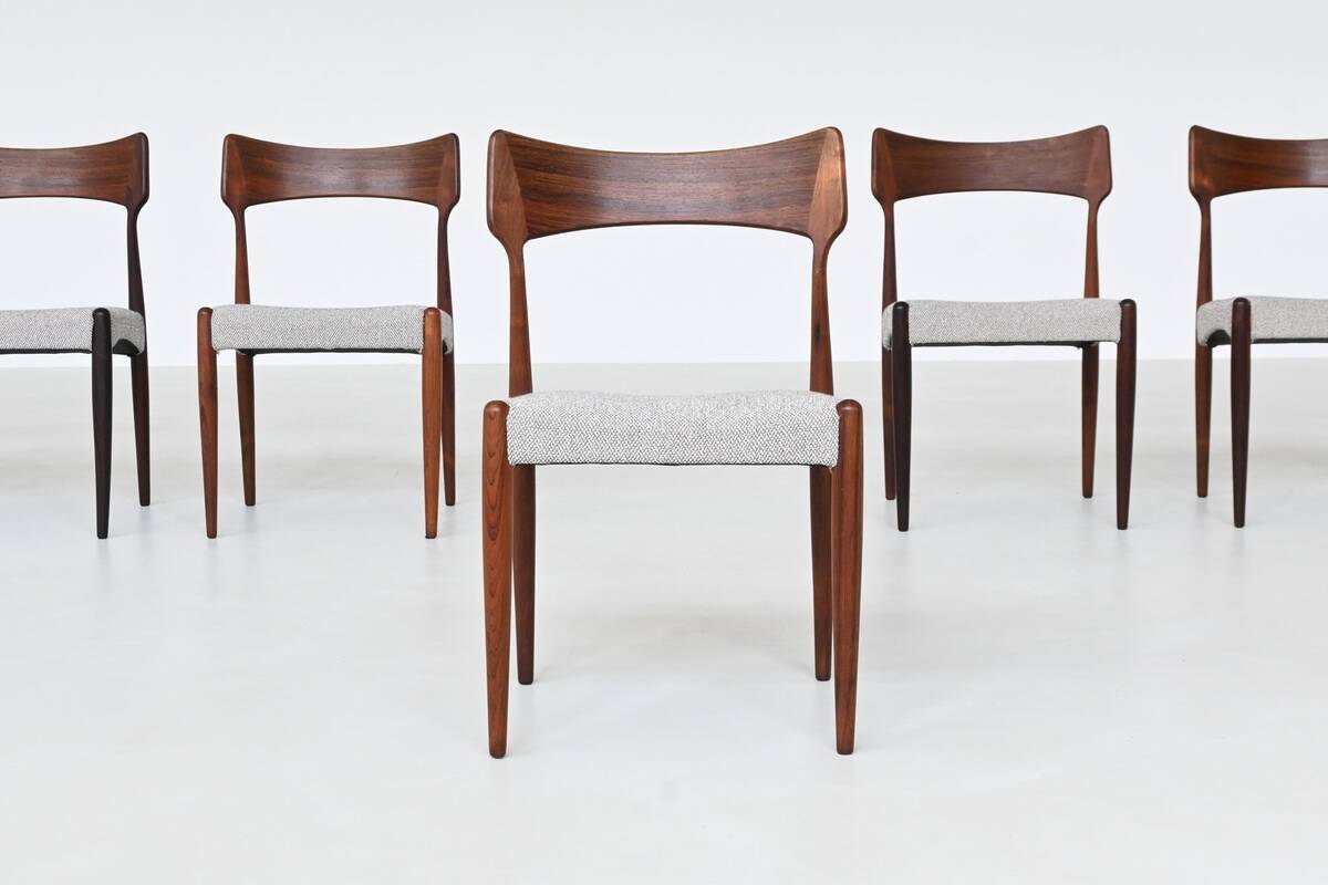 Bernhard Petersen dining chairs in rosewood by Christian Linnebergs, Denmark, 1960