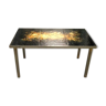 Table basse en fer forgé, bronze et marbre