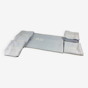 Vintage monogram damask tablecloth & napkins