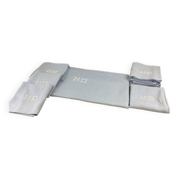 Vintage nappe & serviettes damassés monogramme
