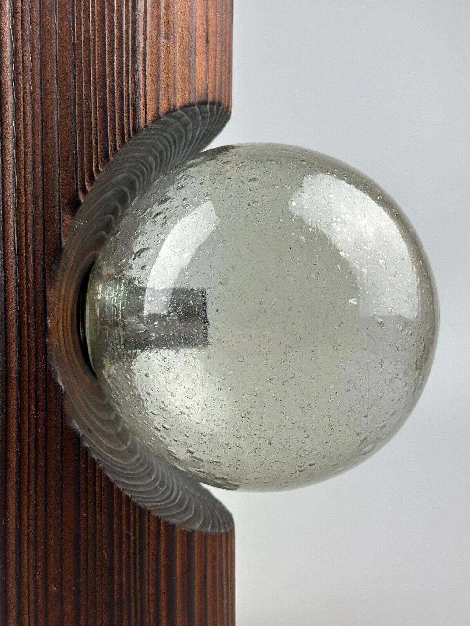 60s 70s Wall Lamp Wood Glass Wall Sconce Brutalist Temde Leuchten Switzerland