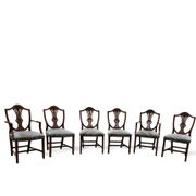 6 x English mahogany Hepplewhite chairs / 1920s