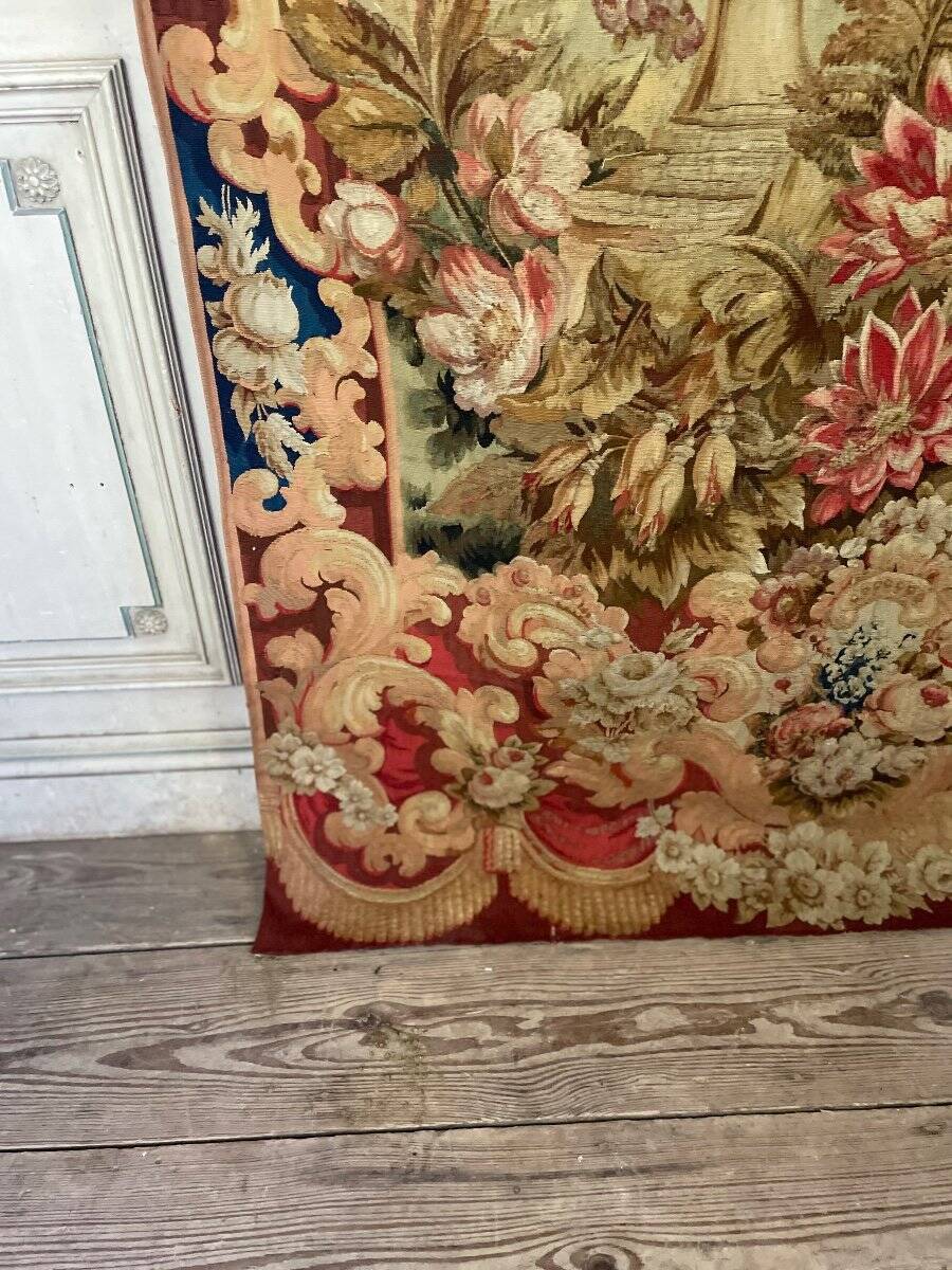 Tapestry, flower urn, Aubusson late 18th century