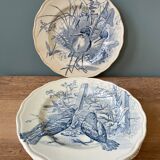 Set of 5 plates Terre de Fer "Spring Service" XIXth