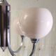 Art Deco chandelier with 4 lights in chrome metal and opaline - 1940s/50s