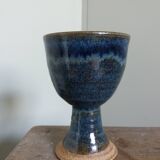 Chalice, cup in blue-glazed stoneware