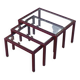 Nesting tables in burgundy lacquered metal and brass, France 1950s