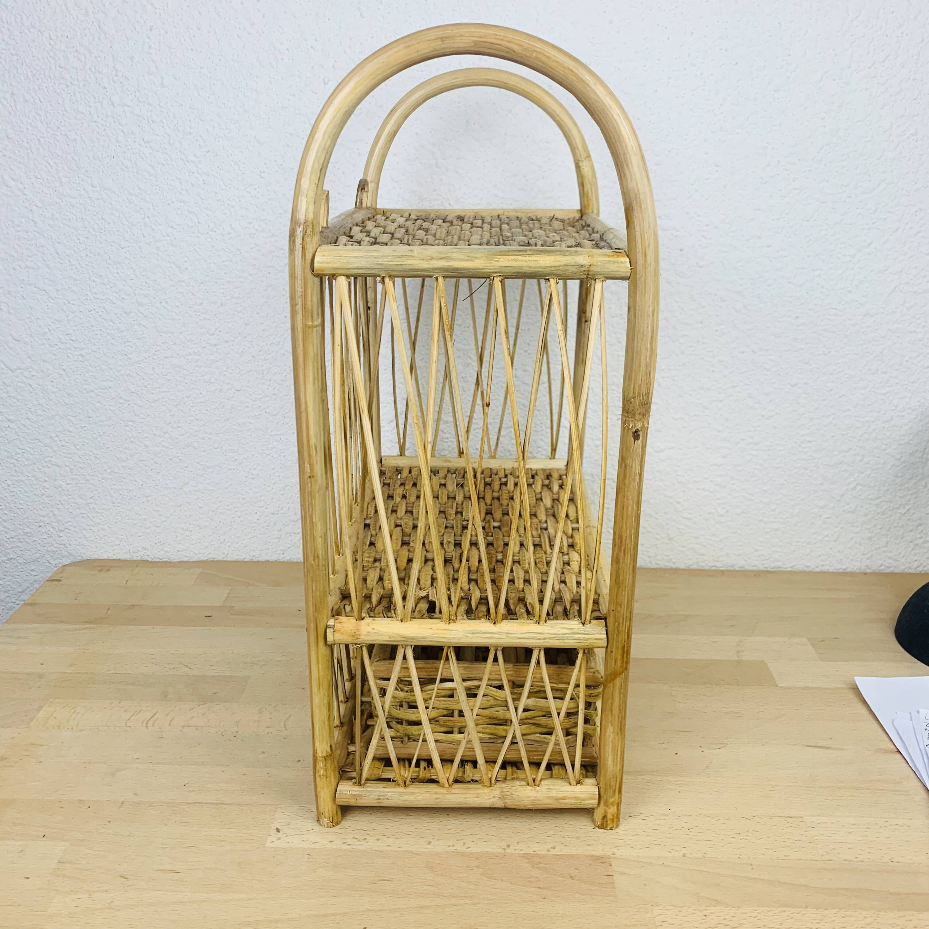 Vintage rattan wall shelf
