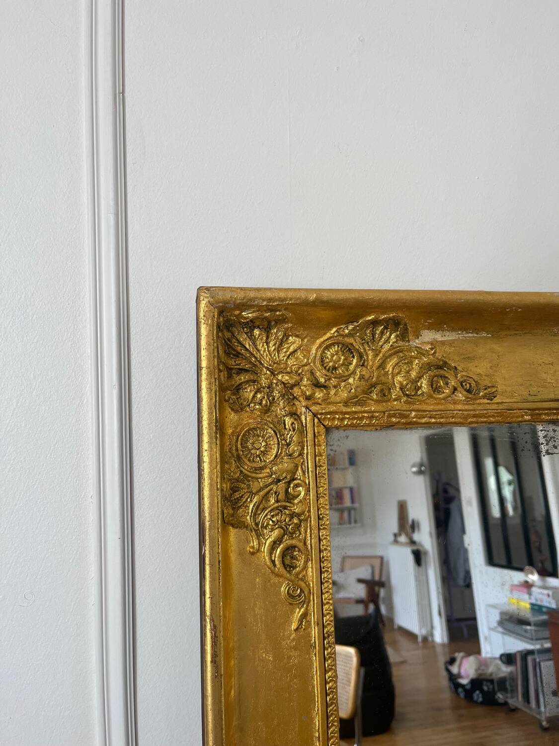 Antique mirror gilded with gold leaf 76cmx160cm