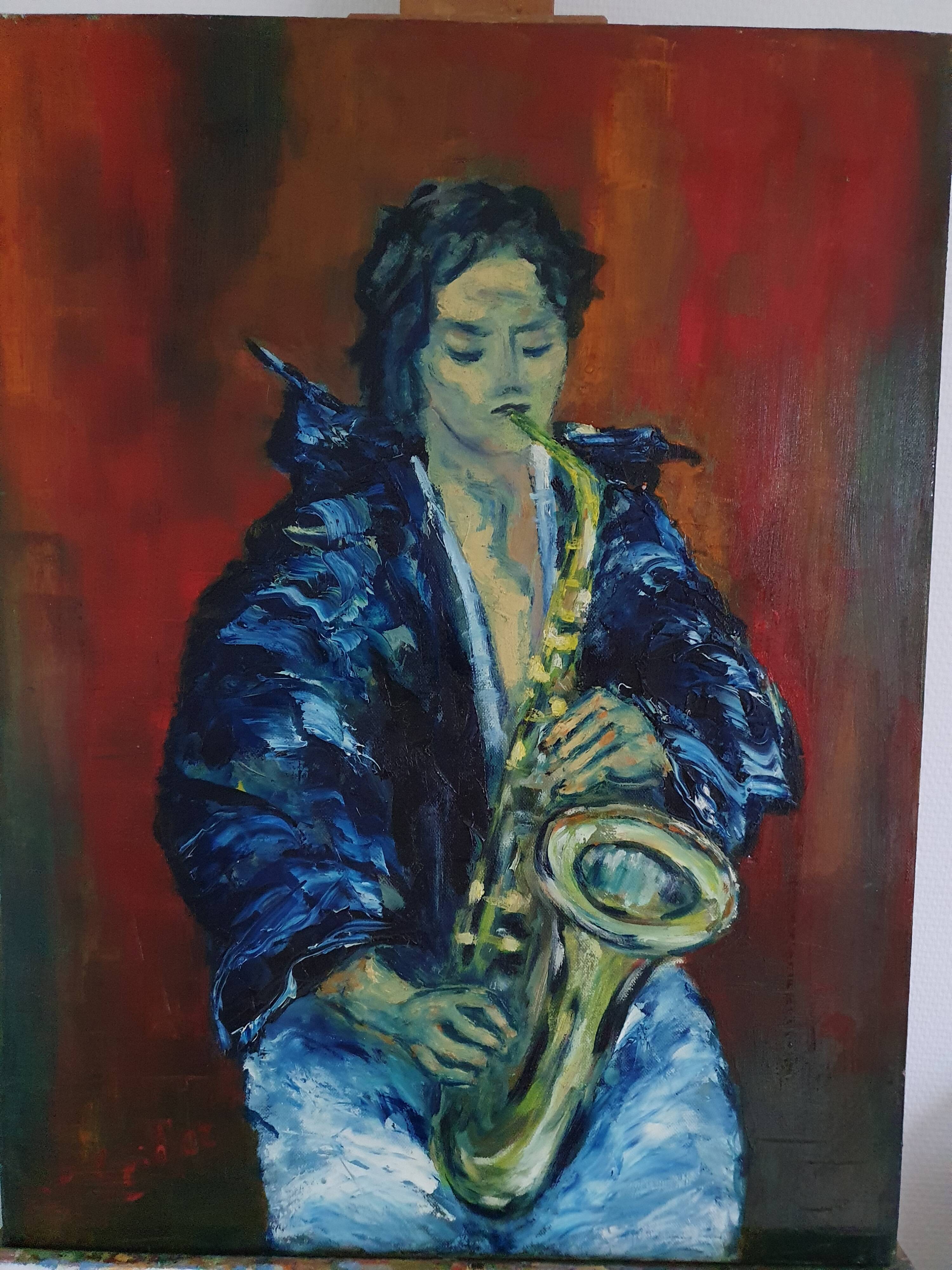 Oil painting Saxophonist