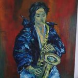 Oil painting Saxophonist