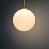 Art Deco suspension in white opaline and brass