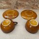 Pair of antique cups + saucers st clement ceramic brown vintage #b615