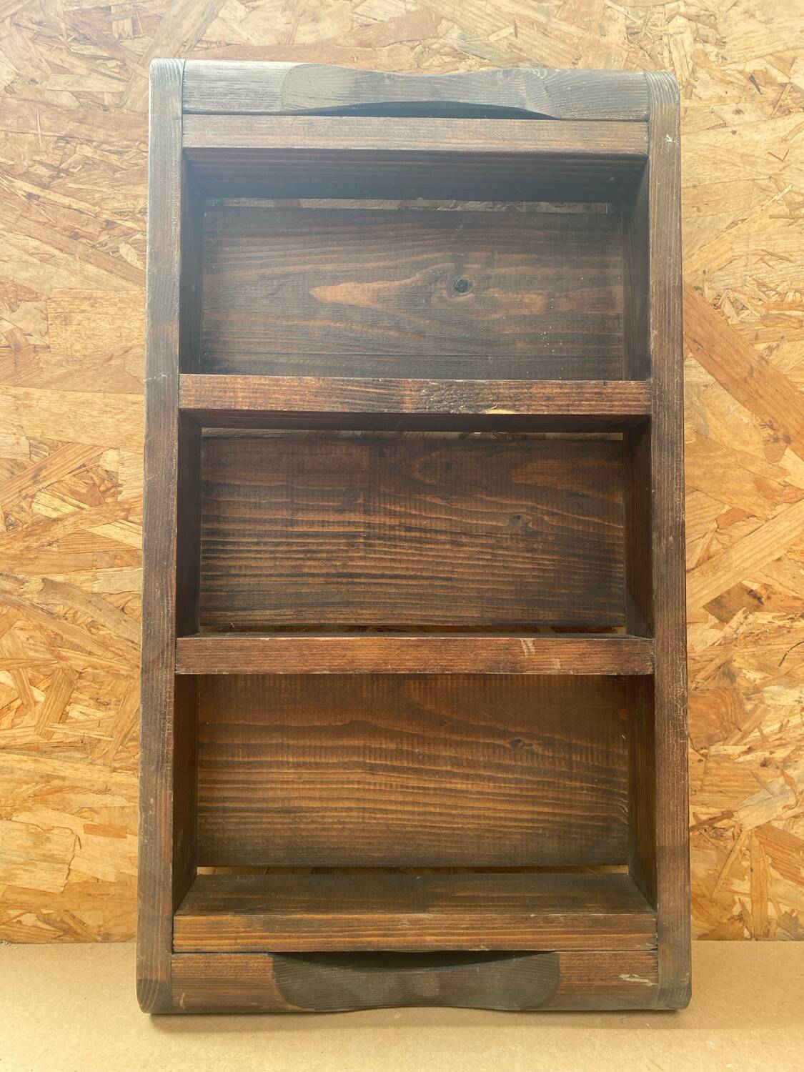 Antique 3 Compartment Wooden Hanging Spice Rack Vintage #B193