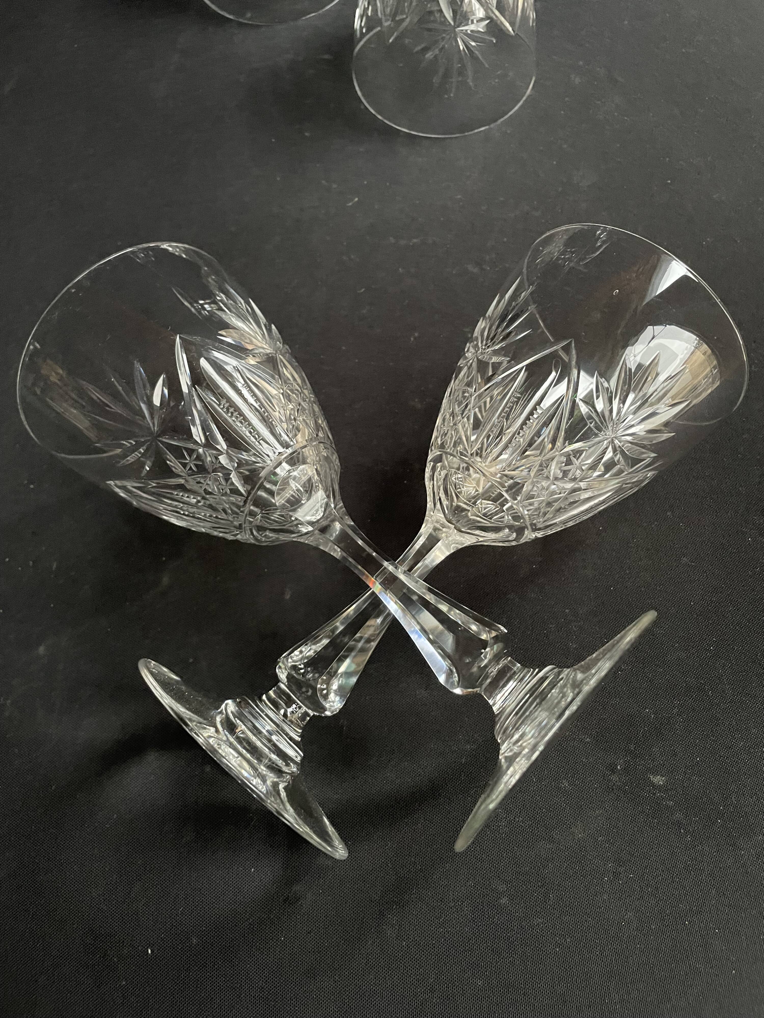 4 Large cut crystal glasses