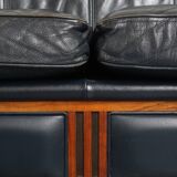 2 canapés Art Déco 2,5 places en cuir de vachette bleu foncé