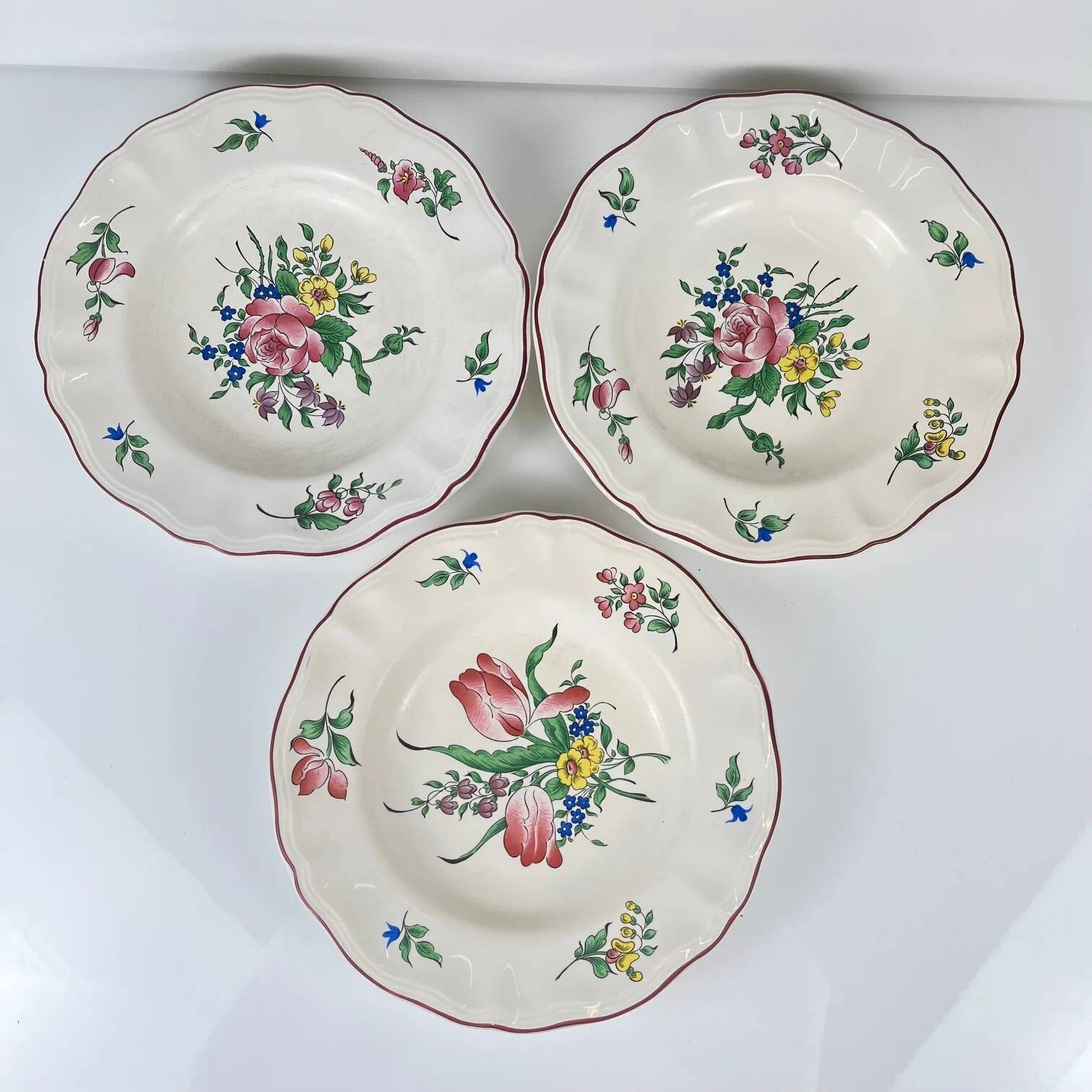 Set of 3 KG Lunéville "Réverbère" soup plates