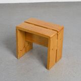 Pair of pine stools, Les Arcs circa 1970