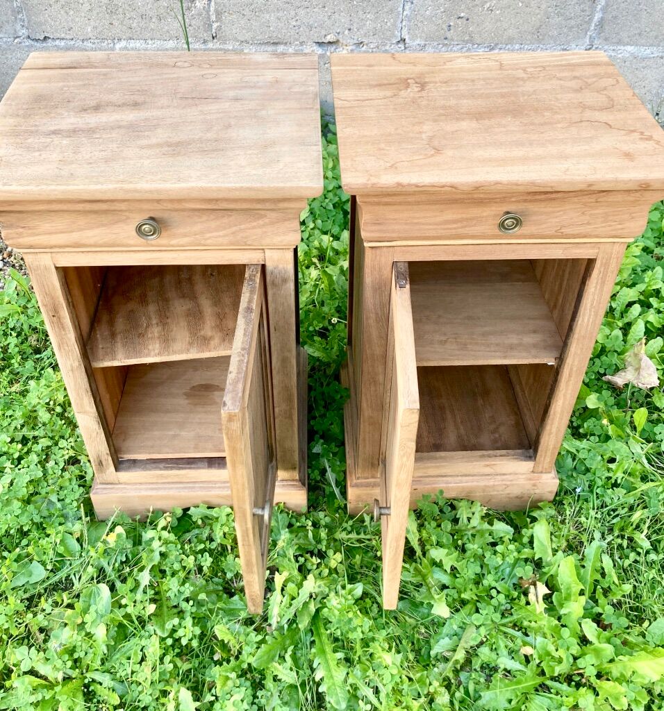 Bedside tables made of natural wood