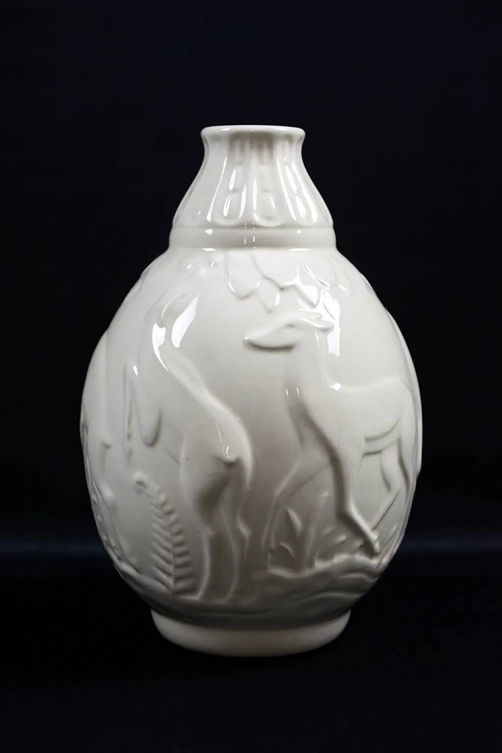 Art Deco vase with 6 deer in earthenware – C. Catteau Boch Frères La Louvière
