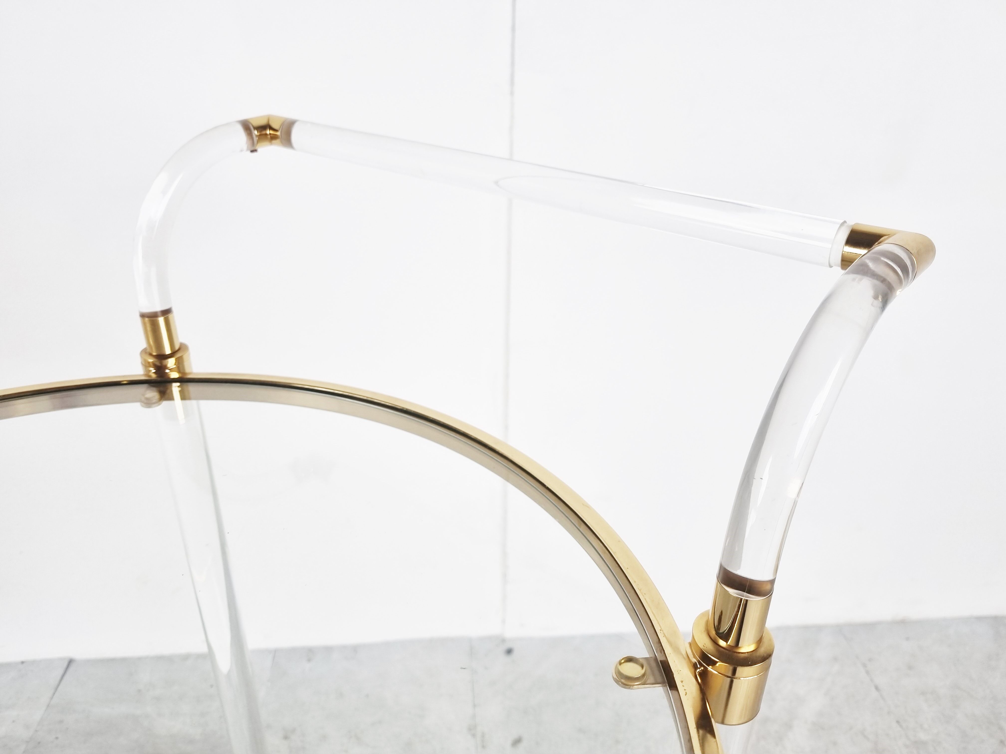Brass and lucite drinks trolley, 1970s