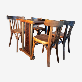 Table de bistrot ancienne et ses 4 chaises