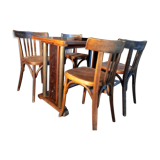 Table de bistrot ancienne et ses 4 chaises