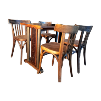 Table de bistrot ancienne et ses 4 chaises