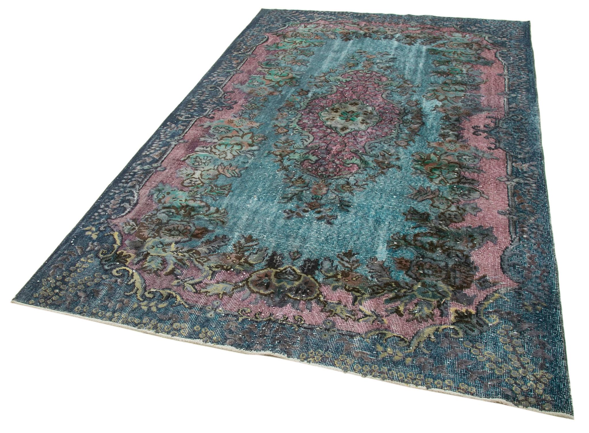 Handmade antique turkish 1970s 170 cm x 272 cm blue rug