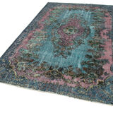 Handmade antique turkish 1970s 170 cm x 272 cm blue rug