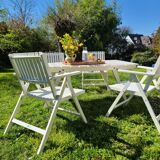Set armchairs and garden table vintage circa 1970 R Gleizes