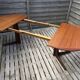 Oval teak table extendable with two leaves, Baumann style.