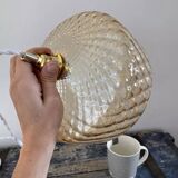 Gold-plated glass pendant light with diamonds