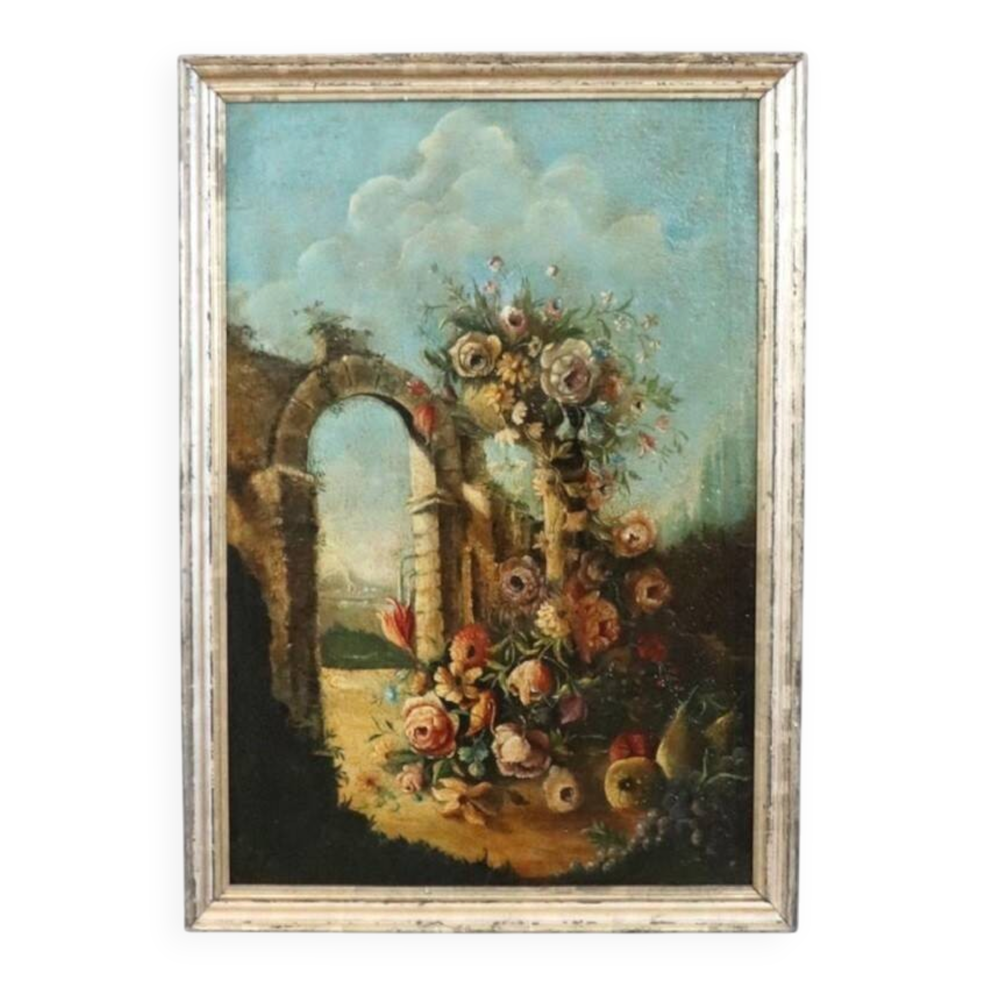 Nature morte antique, huile sur toile, Italie, 19e siècle
