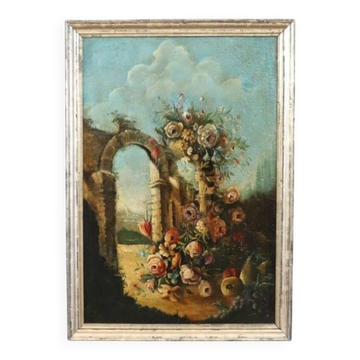 Nature morte antique, huile sur toile, Italie, 19e siècle