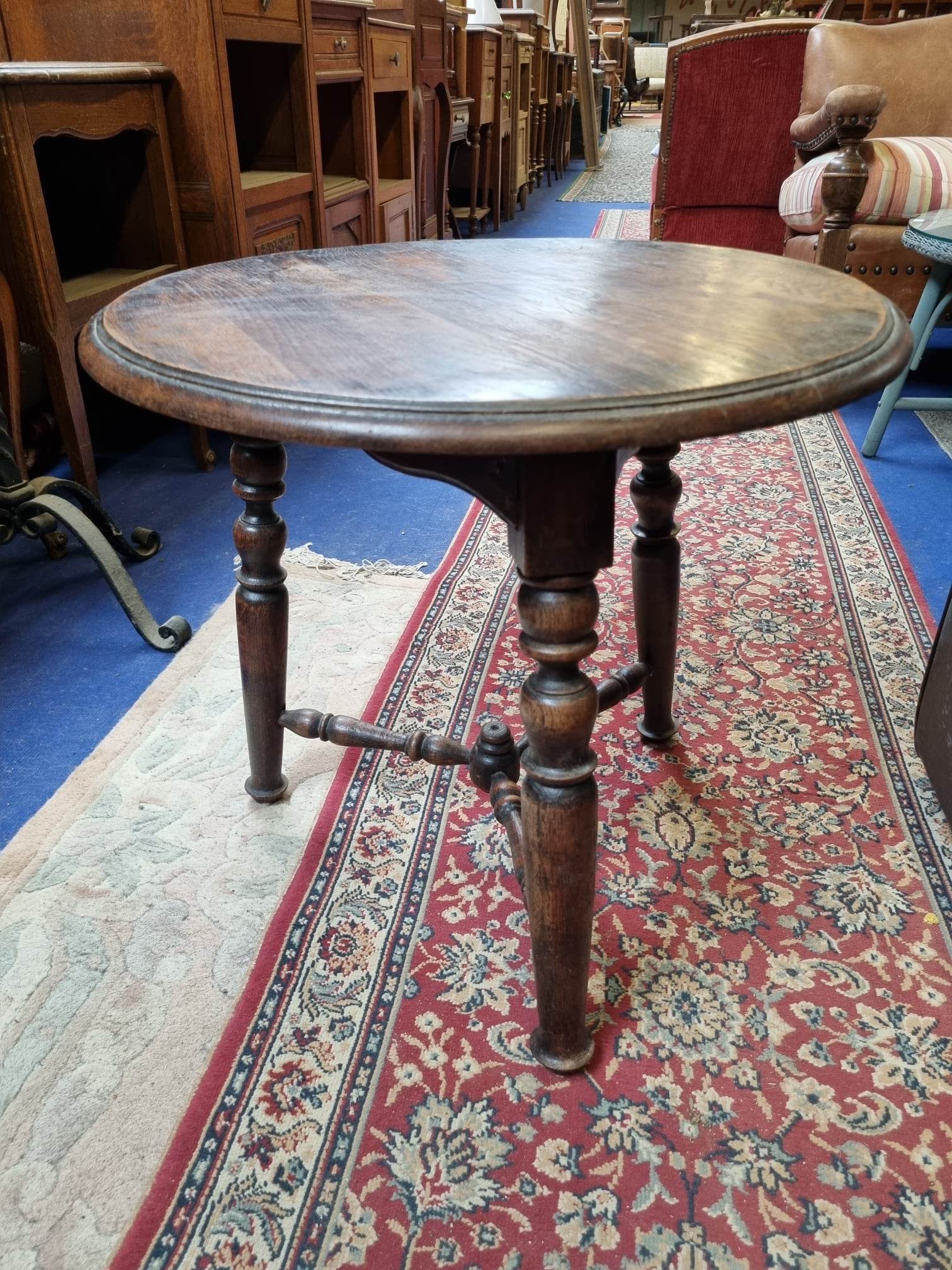 Oak tripod pedestal table