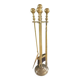 Brass fireplace accessory set with vintage stand