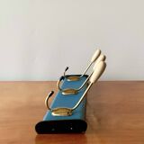 Vintage wall coat rack - 3 brass coat hooks