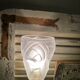 Lampe à poser pied bougeoir en laiton et tulipe Degué signée