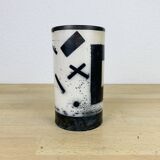 Scroll vase geometric decor, raku