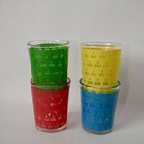 Set of 4 colorful 70s water glasses