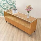 Vintage commercial counter in beech veneer 1950s