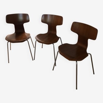 Cet of 3 chairs 3103 Hammer by Arne Jacobsen for Fritz Hansen