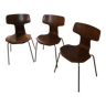 3 chaises 3103 Hammer par Arne Jacobsen pour Fritz Hansen